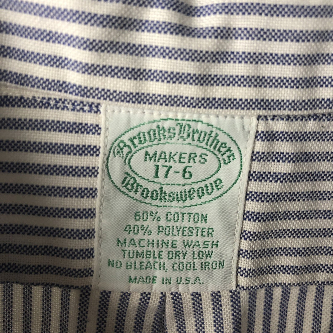 80s-90'S Brooks Brothers MAKERS Long Sleeve Button-Down Striped Shirt Made in USA Men's Size L cotton blue type Vintage Second Hand