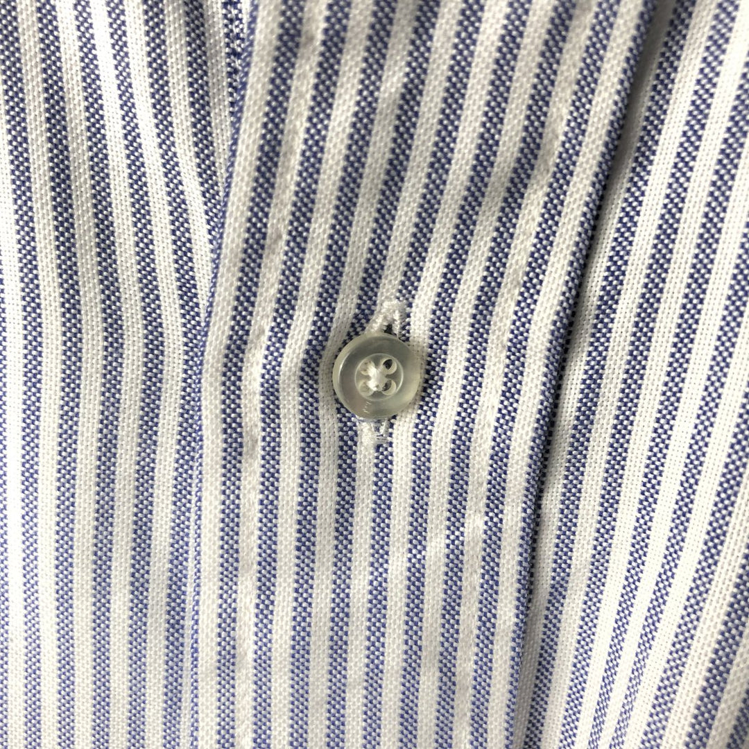 80s-90'S Brooks Brothers MAKERS Long Sleeve Button-Down Striped Shirt Made in USA Men's Size L cotton blue type Vintage Second Hand