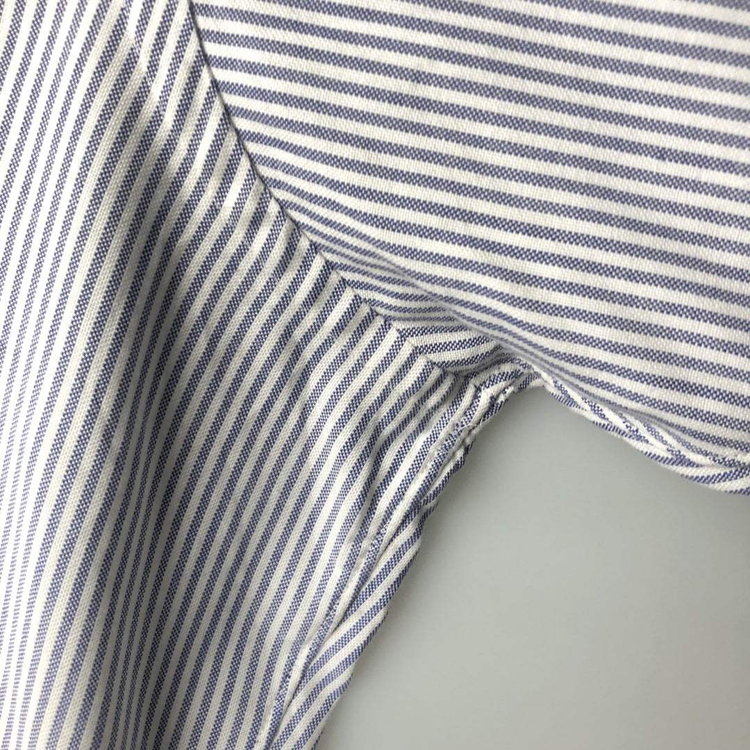 80s-90'S Brooks Brothers MAKERS Long Sleeve Button-Down Striped Shirt Made in USA Men's Size L cotton blue type Vintage Second Hand