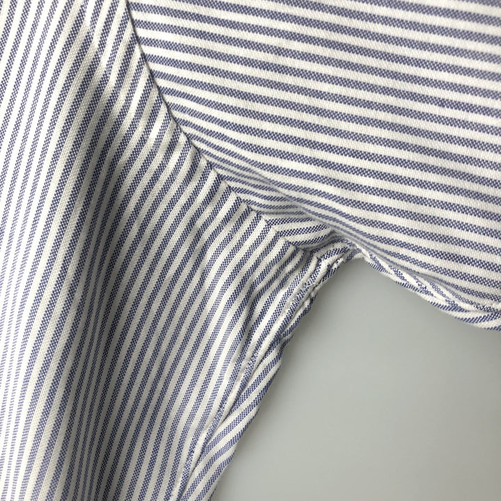 80s-90'S Brooks Brothers MAKERS Long Sleeve Button-Down Striped Shirt Made in USA Men's Size L cotton blue type Vintage Second Hand