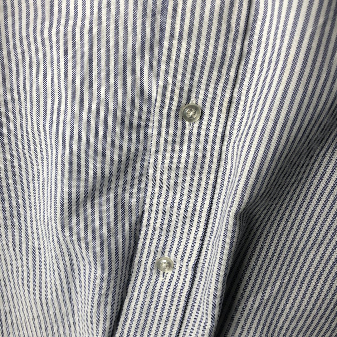 80s-90'S Brooks Brothers MAKERS Long Sleeve Button-Down Striped Shirt Made in USA Men's Size L cotton blue type Vintage Second Hand