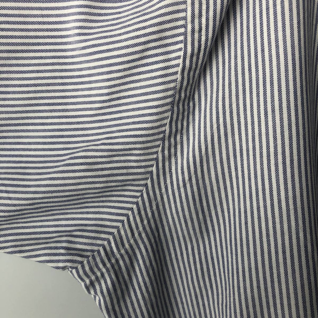 80s-90'S Brooks Brothers MAKERS Long Sleeve Button-Down Striped Shirt Made in USA Men's Size L cotton blue type Vintage Second Hand