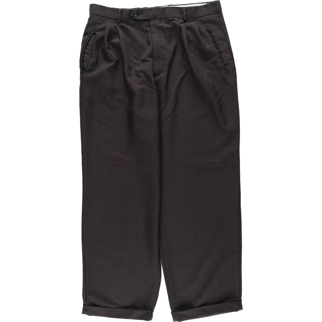 Paolo Rossi Two-Pleat Wide-Leg Trousers, Made in Italy, Men's Size W34 (approx.) unclear Charcoal Vintage Second Hand