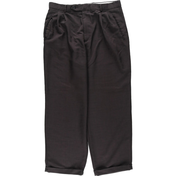 Paolo Rossi Two-Pleat Wide-Leg Trousers, Made in Italy, Men's Size W34 (approx.) unclear Charcoal Vintage Second Hand