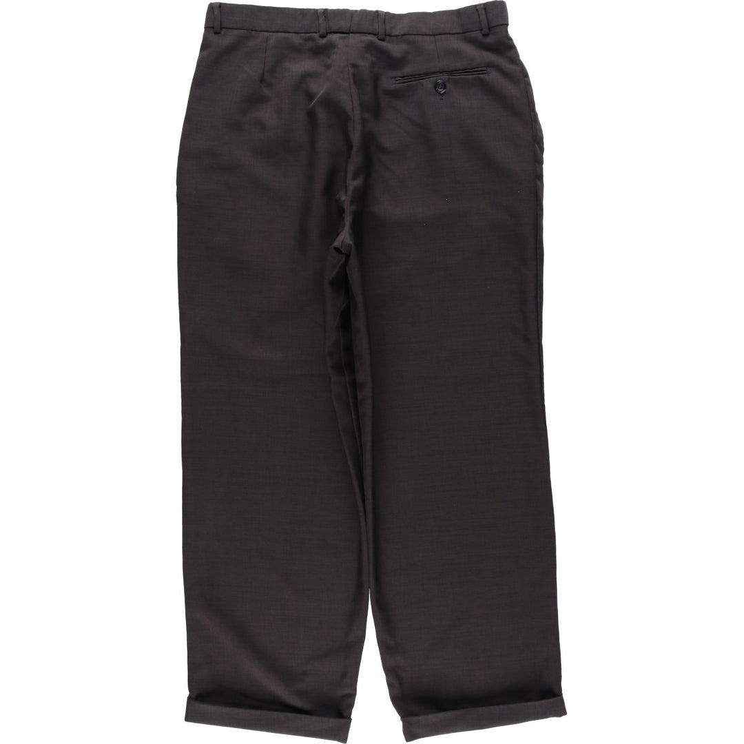 Paolo Rossi Two-Pleat Wide-Leg Trousers, Made in Italy, Men's Size W34 (approx.) unclear Charcoal Vintage Second Hand