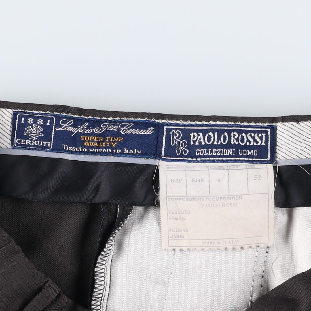 Paolo Rossi Two-Pleat Wide-Leg Trousers, Made in Italy, Men's Size W34 (approx.) unclear Charcoal Vintage Second Hand