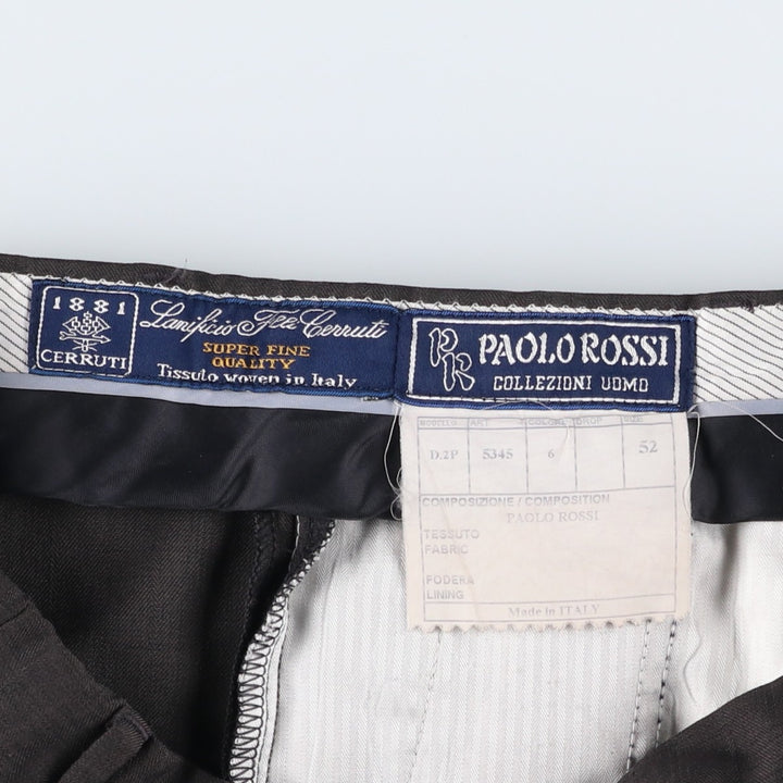 Paolo Rossi Two-Pleat Wide-Leg Trousers, Made in Italy, Men's Size W34 (approx.) unclear Charcoal Vintage Second Hand