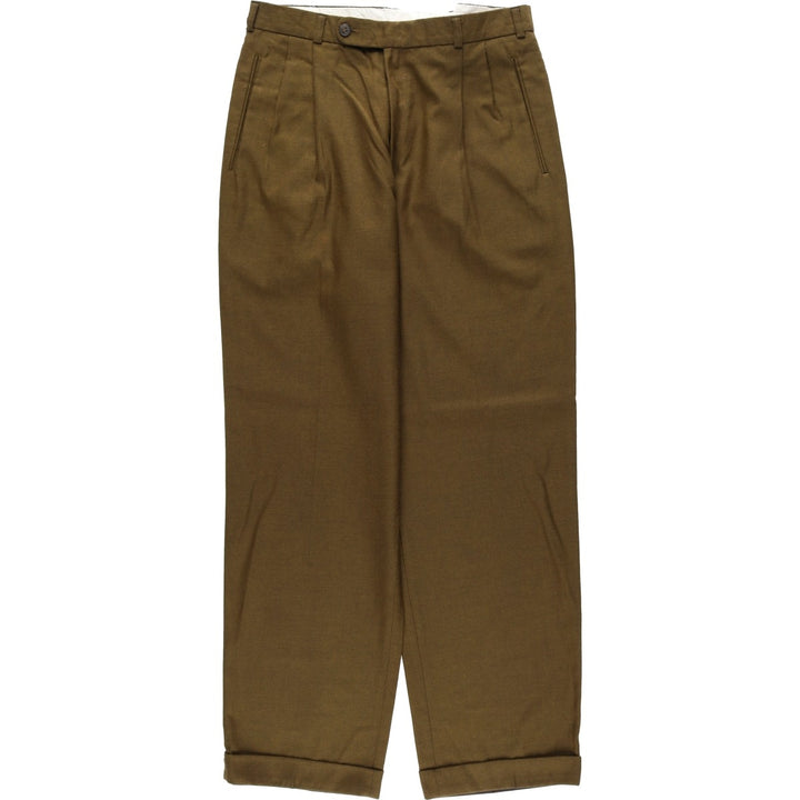 Two-pleat slacks for men (approximately W32) polyester brown type Vintage Second Hand