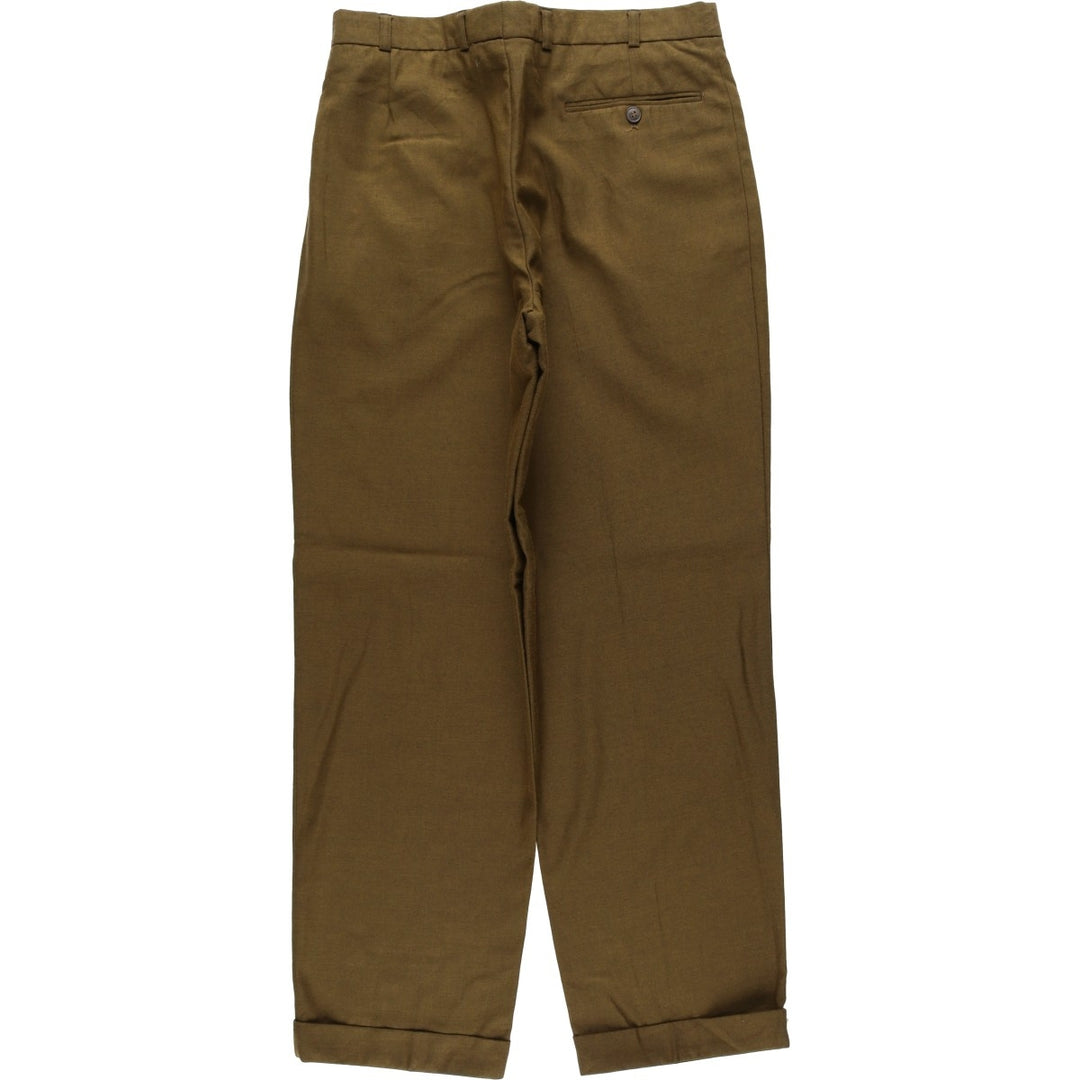 Two-pleat slacks for men (approximately W32) polyester brown type Vintage Second Hand