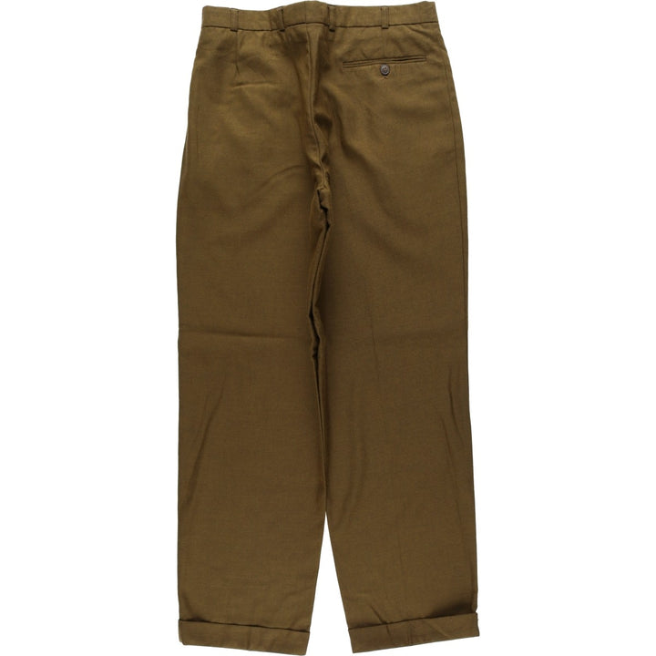 Two-pleat slacks for men (approximately W32) polyester brown type Vintage Second Hand