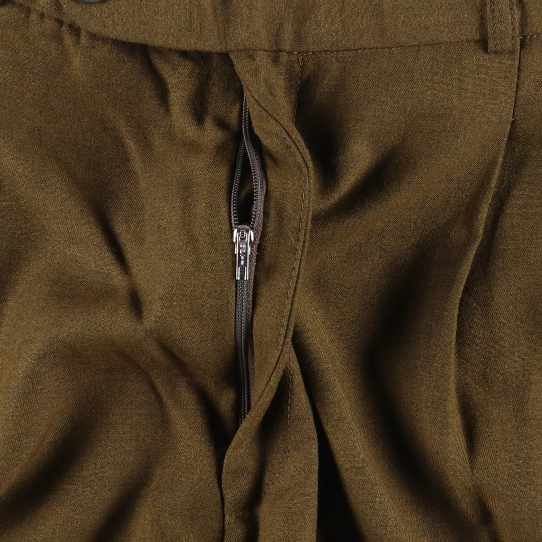 Two-pleat slacks for men (approximately W32) polyester brown type Vintage Second Hand