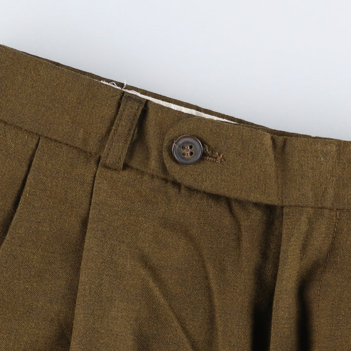 Two-pleat slacks for men (approximately W32) polyester brown type Vintage Second Hand