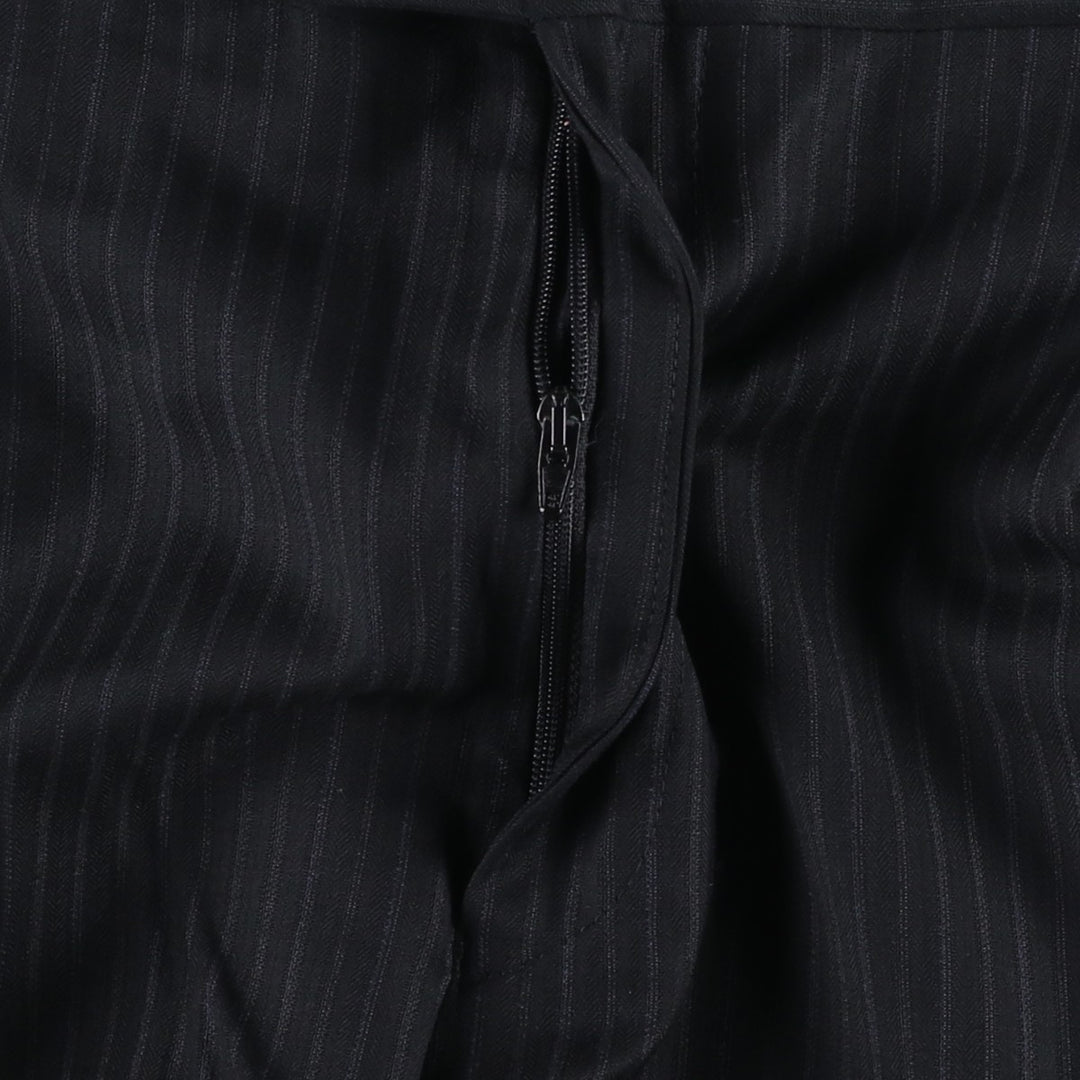 Striped Pattern One-Pleat Wool Trousers/Slacks, Made in Italy, Men's Size W35 (approx.) wool navy blue type Vintage Second Hand