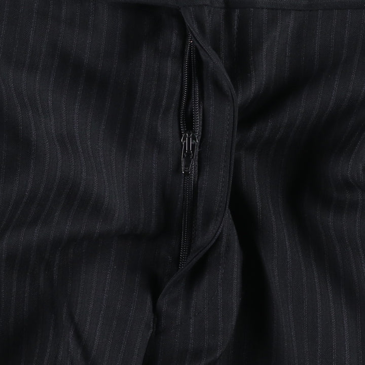 Striped Pattern One-Pleat Wool Trousers/Slacks, Made in Italy, Men's Size W35 (approx.) wool navy blue type Vintage Second Hand