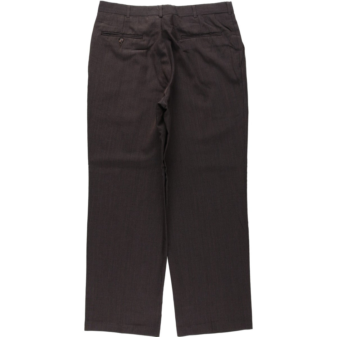 80s-90'S TOWNCRAFT Two-Pleat Wide-Leg Trousers, Made in USA, Men's Size W34 (approx.) polyester brown type Vintage Second Hand