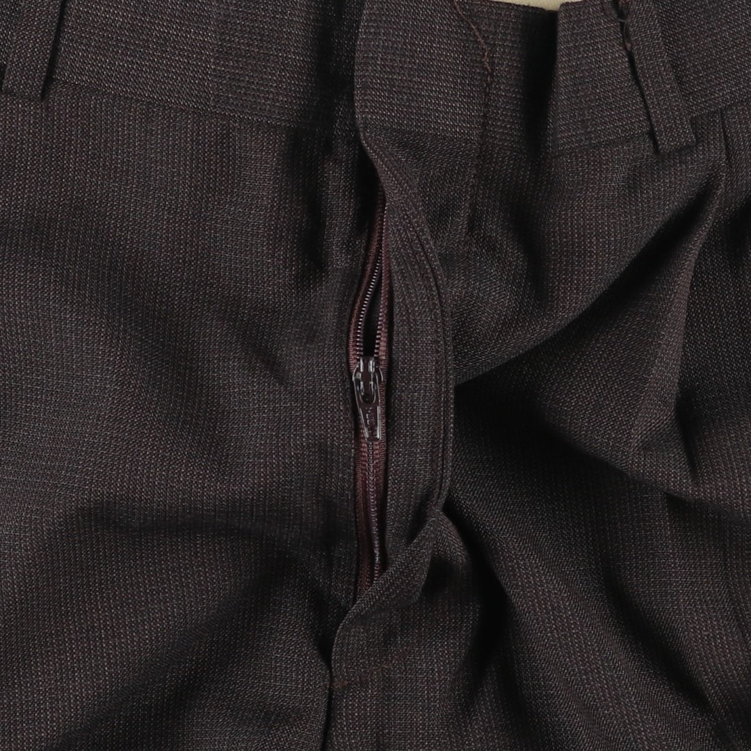 80s-90'S TOWNCRAFT Two-Pleat Wide-Leg Trousers, Made in USA, Men's Size W34 (approx.) polyester brown type Vintage Second Hand