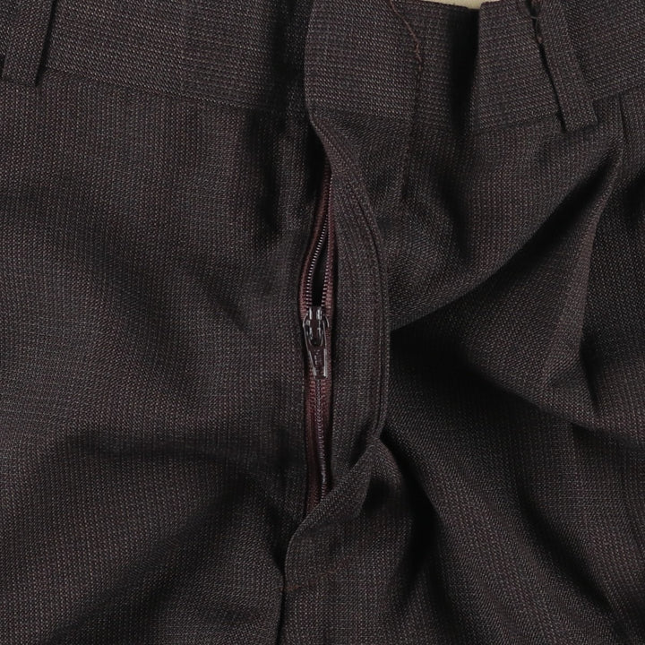 80s-90'S TOWNCRAFT Two-Pleat Wide-Leg Trousers, Made in USA, Men's Size W34 (approx.) polyester brown type Vintage Second Hand