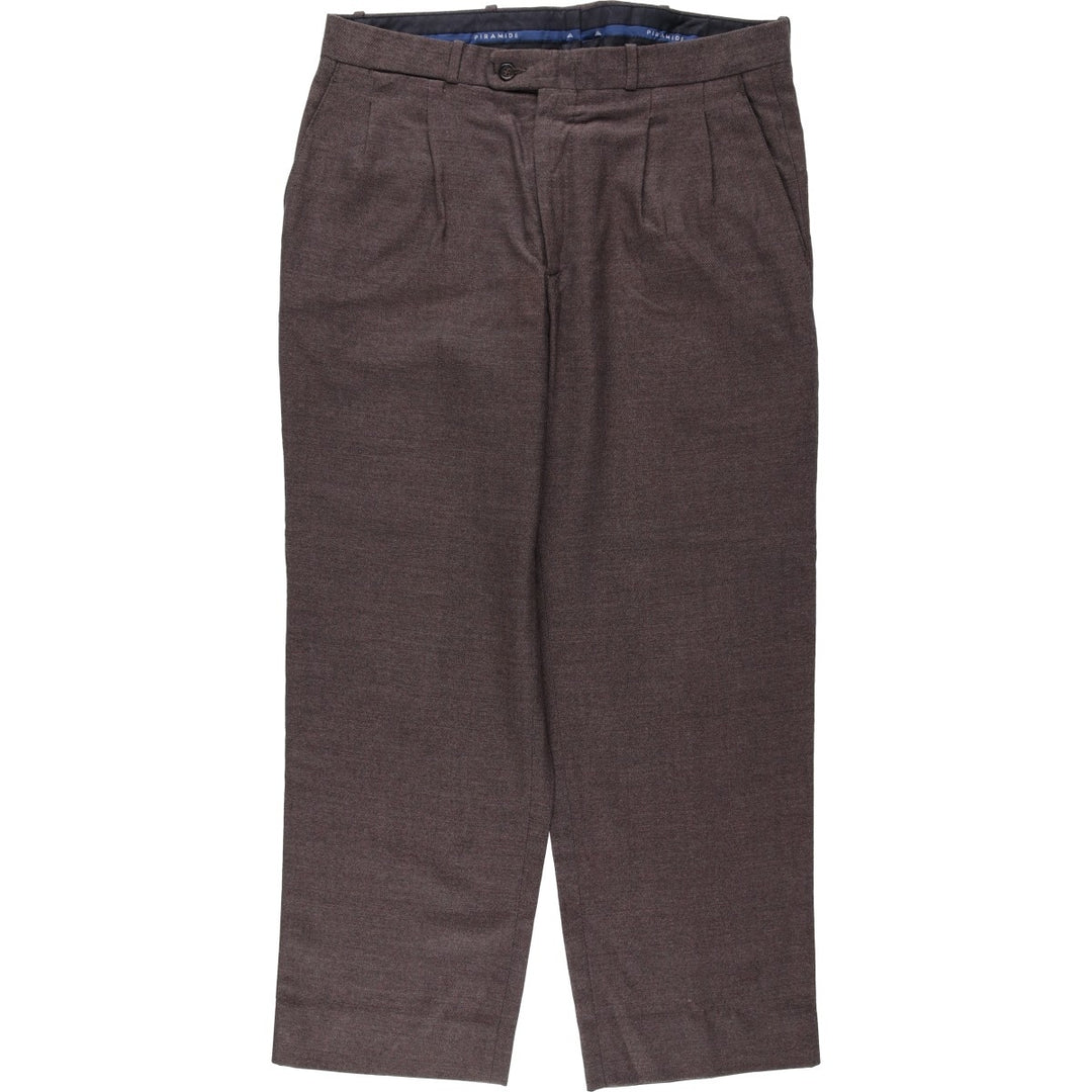 PIRAMIDE Two-Pleat Wool Trousers, Men's Size W35 (approx.) wool brown type Vintage Second Hand