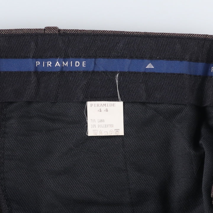 PIRAMIDE Two-Pleat Wool Trousers, Men's Size W35 (approx.) wool brown type Vintage Second Hand