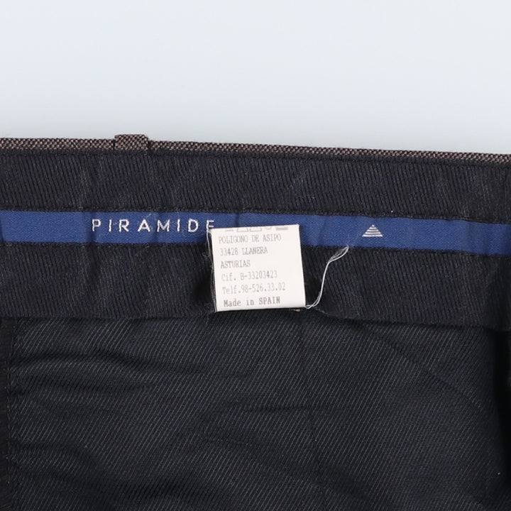 PIRAMIDE Two-Pleat Wool Trousers, Men's Size W35 (approx.) wool brown type Vintage Second Hand