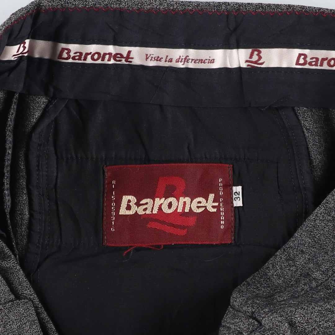 80s-90'S Baronet Two-Pleat Wool Trousers, Men's Size W34 (approx.), Vintage wool gray type Vintage Second Hand