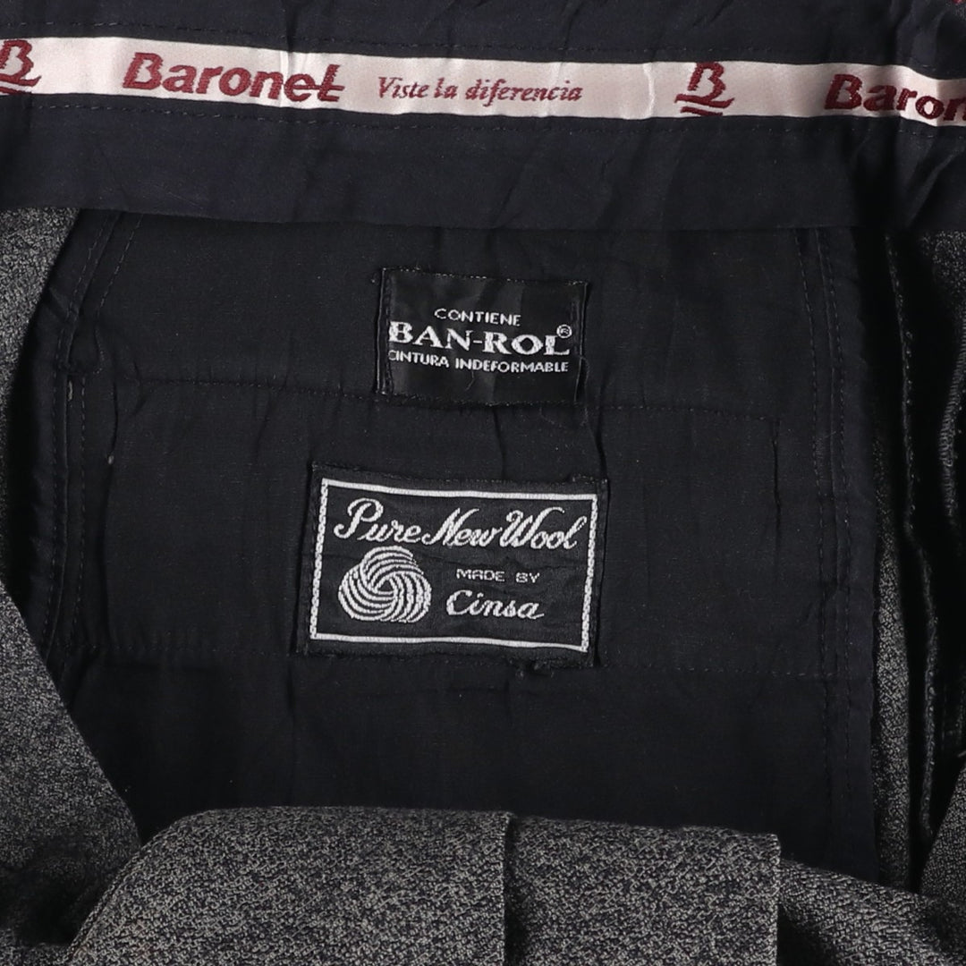 80s-90'S Baronet Two-Pleat Wool Trousers, Men's Size W34 (approx.), Vintage wool gray type Vintage Second Hand