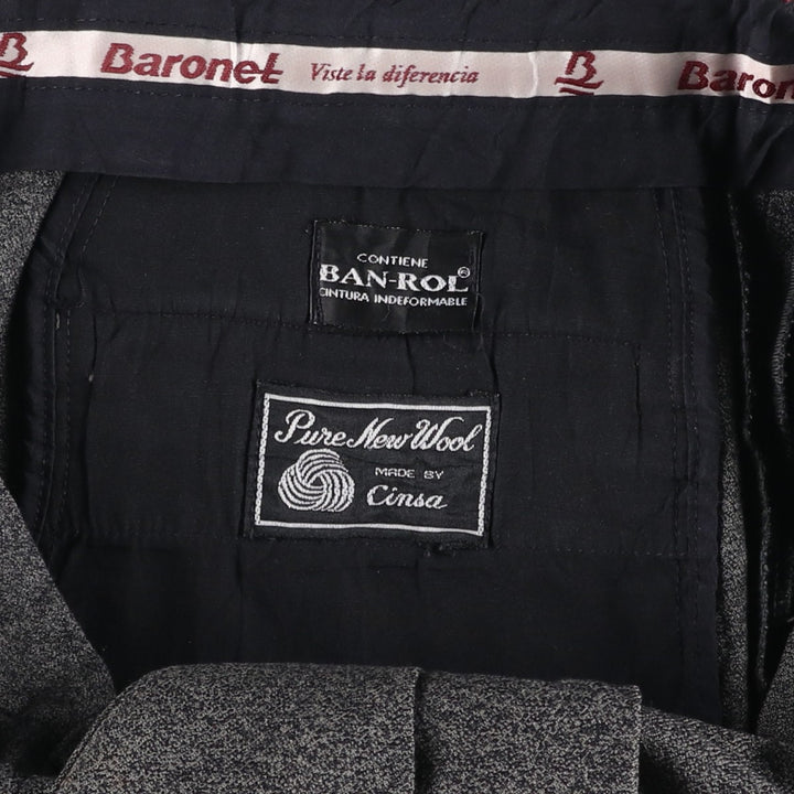 80s-90'S Baronet Two-Pleat Wool Trousers, Men's Size W34 (approx.), Vintage wool gray type Vintage Second Hand