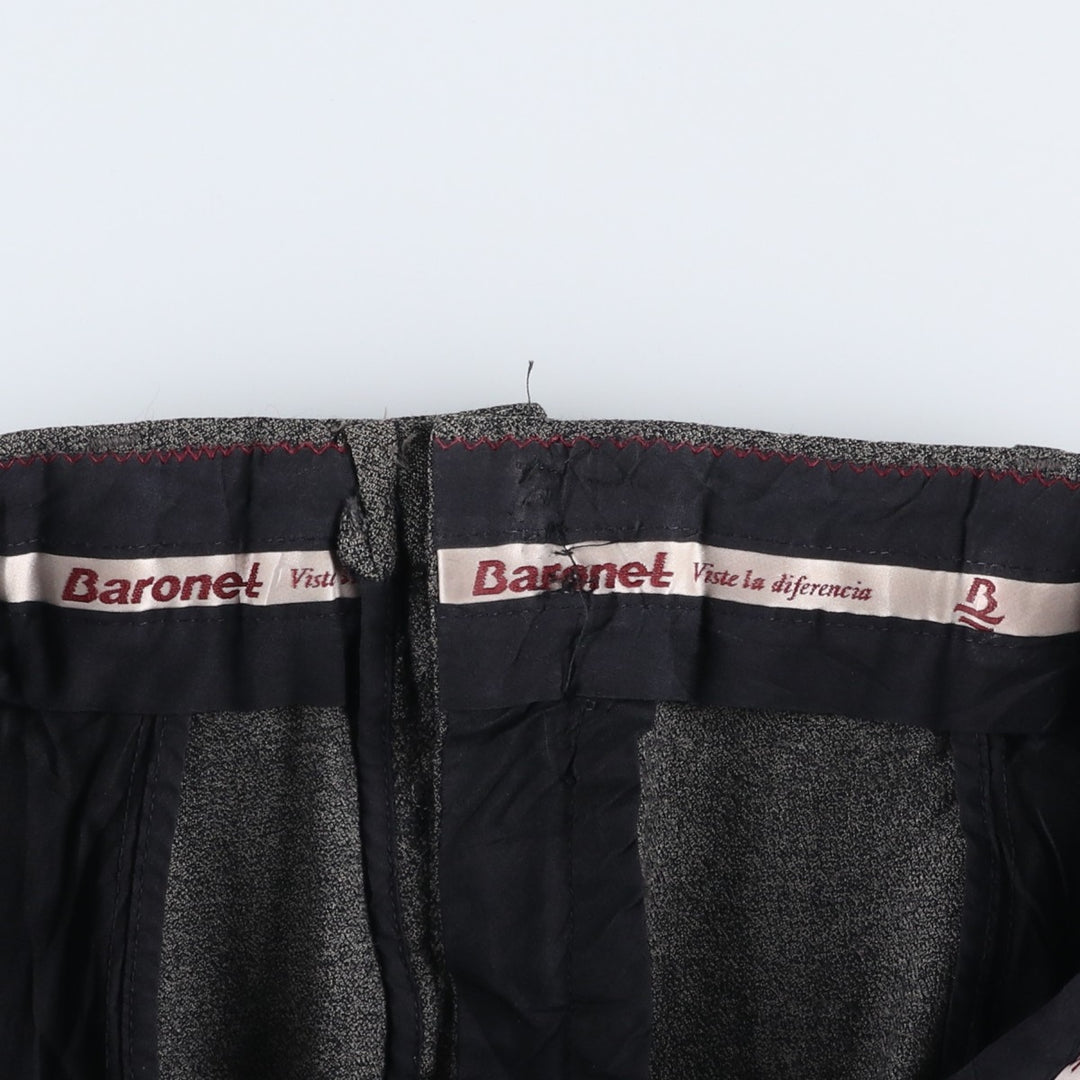 80s-90'S Baronet Two-Pleat Wool Trousers, Men's Size W34 (approx.), Vintage wool gray type Vintage Second Hand
