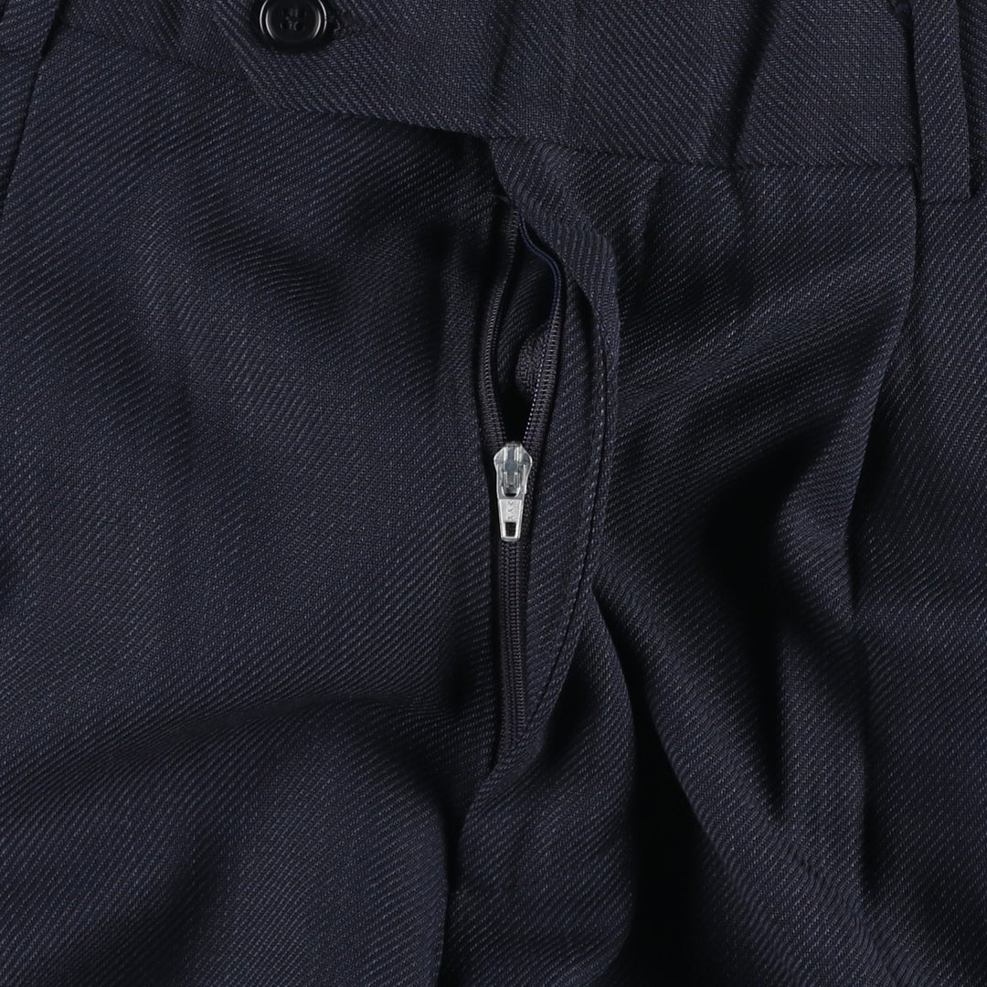 Men's wide-leg slacks with one pleat, equivalent to size W32. unclear navy blue type Vintage Second Hand