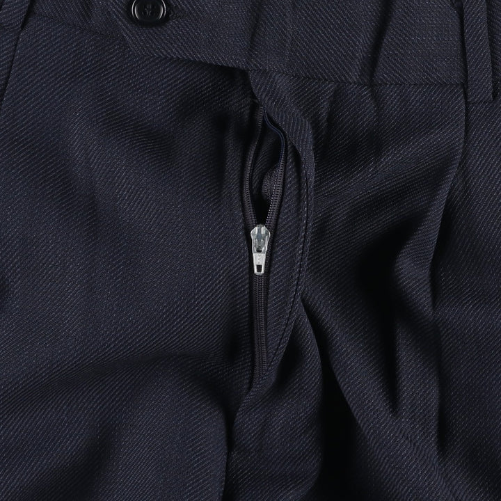 Men's wide-leg slacks with one pleat, equivalent to size W32. unclear navy blue type Vintage Second Hand