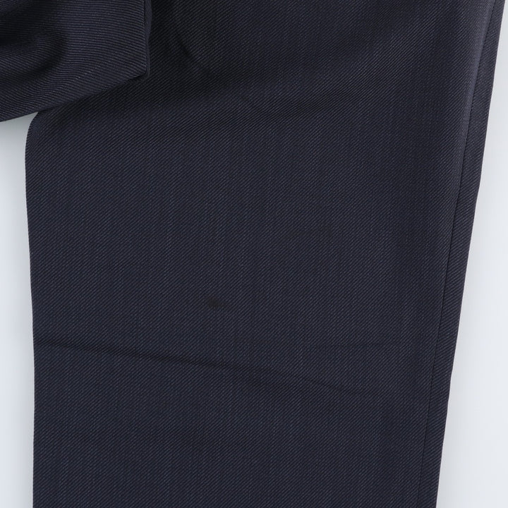 Men's wide-leg slacks with one pleat, equivalent to size W32. unclear navy blue type Vintage Second Hand