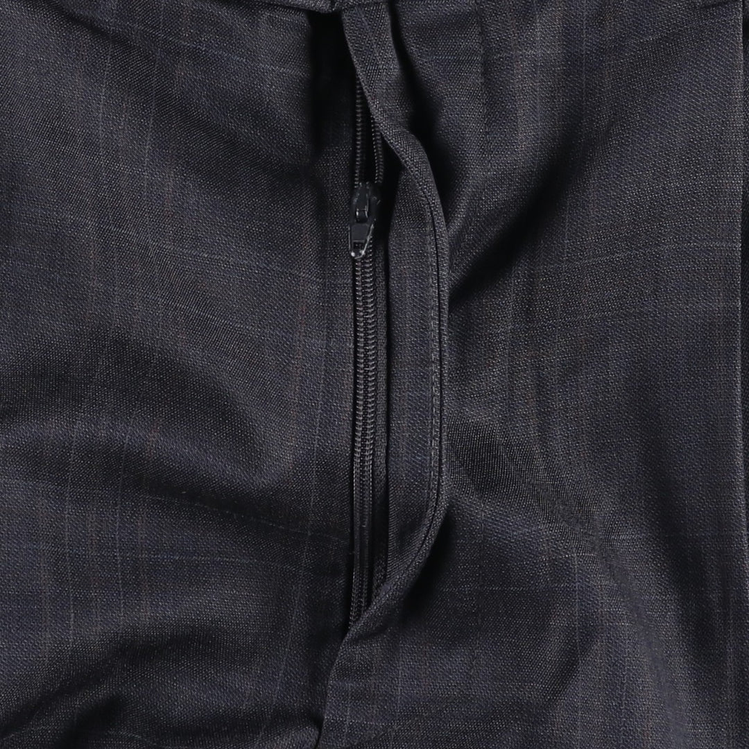 LINEA NATURALE Check Pattern Wool Trousers, Made in Italy, Men's Size W32 (approx.), Two-Pleat, Vintage Style wool gray type Vintage Second Hand