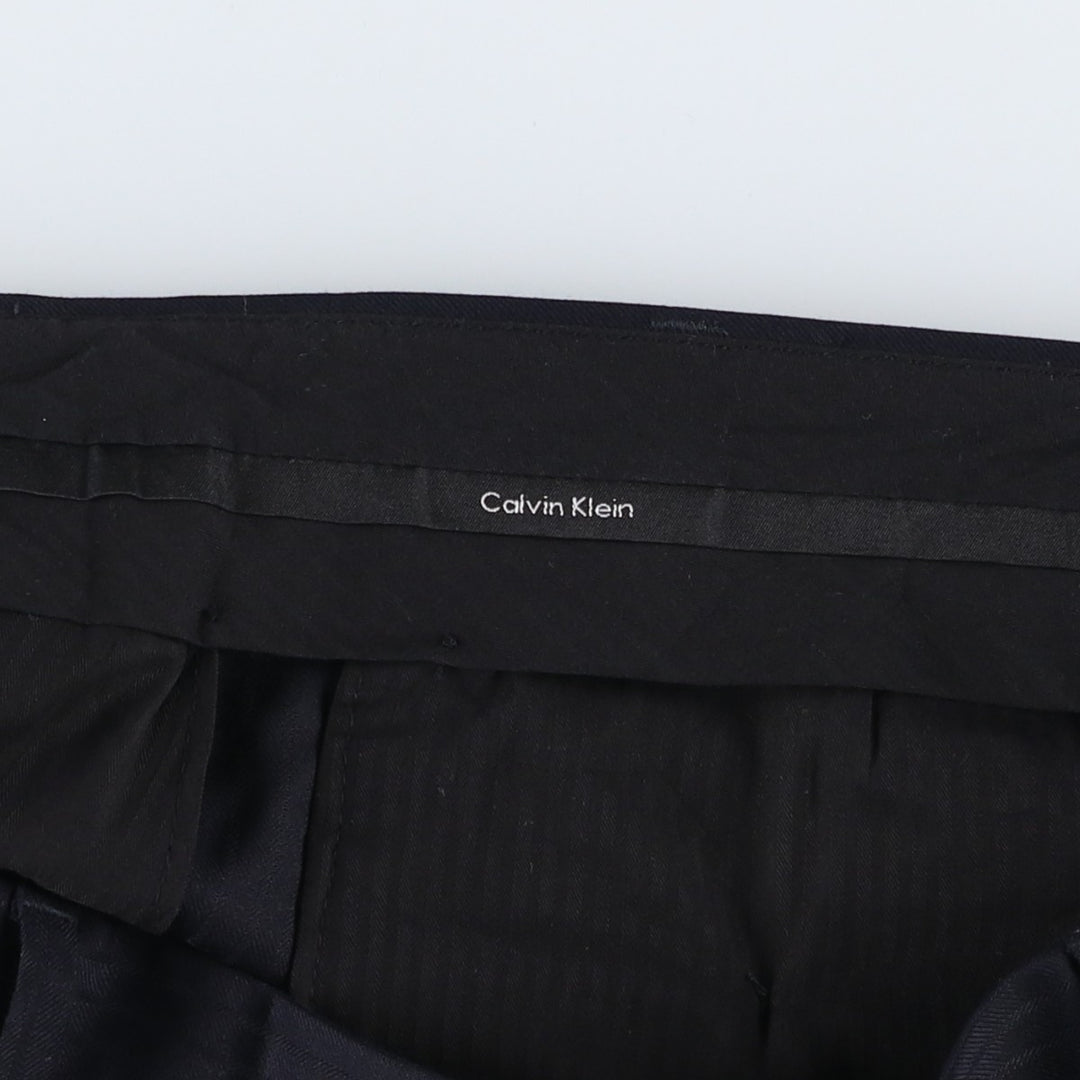 Calvin Klein striped pattern slacks, wide-leg pants, men's size W36 (approx.) unclear navy blue type Vintage Second Hand