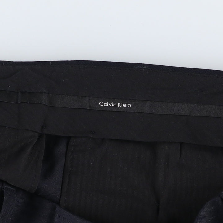 Calvin Klein striped pattern slacks, wide-leg pants, men's size W36 (approx.) unclear navy blue type Vintage Second Hand