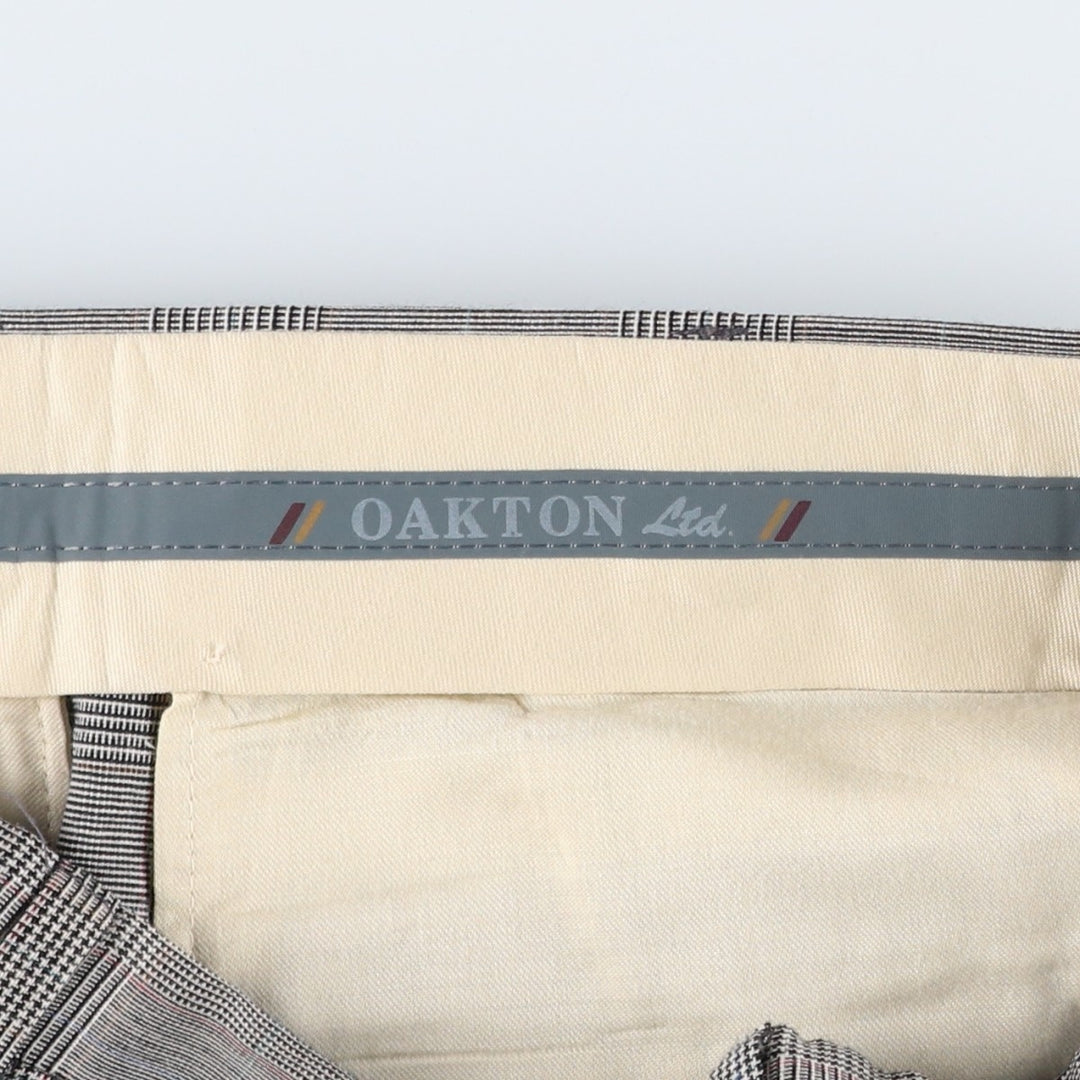 ~1990'S Oakton Ltd. Check Pattern Glen Plaid Slacks Wide Pants Men's W34 (approx.) Vintage unclear gray type Vintage Second Hand
