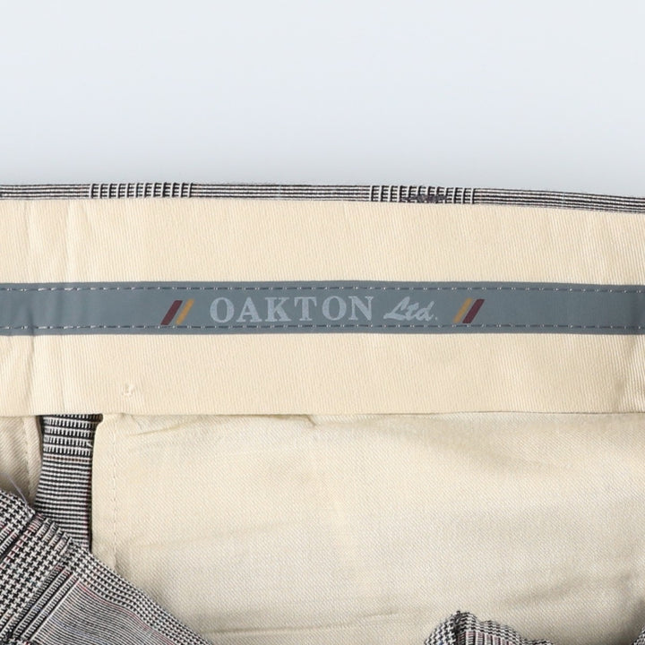 ~1990'S Oakton Ltd. Check Pattern Glen Plaid Slacks Wide Pants Men's W34 (approx.) Vintage unclear gray type Vintage Second Hand