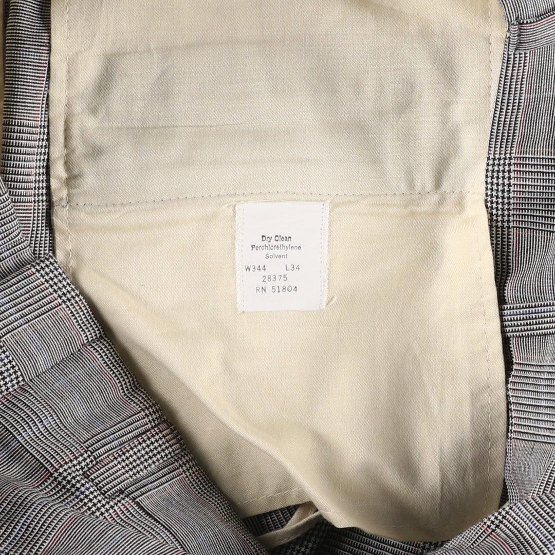 ~1990'S Oakton Ltd. Check Pattern Glen Plaid Slacks Wide Pants Men's W34 (approx.) Vintage unclear gray type Vintage Second Hand