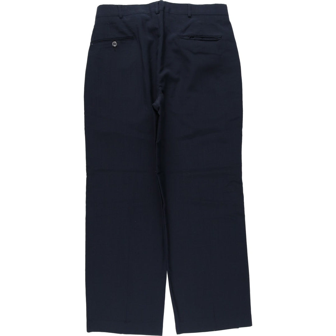 ~90'S Neil Martin Two-Pleat Polyester x Wool Trousers, Made in USA, Men's W33 (approx.) polyester navy blue type Vintage Second Hand