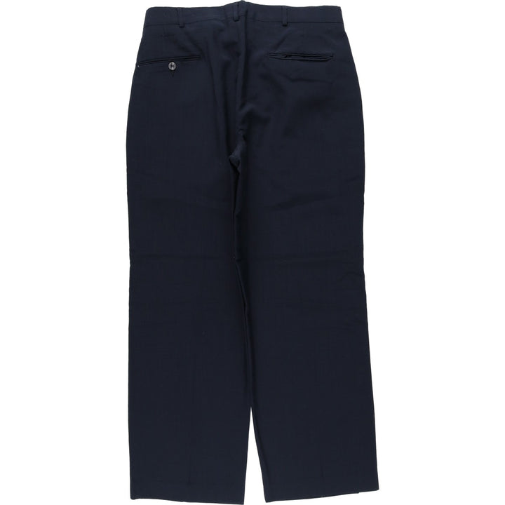~90'S Neil Martin Two-Pleat Polyester x Wool Trousers, Made in USA, Men's W33 (approx.) polyester navy blue type Vintage Second Hand