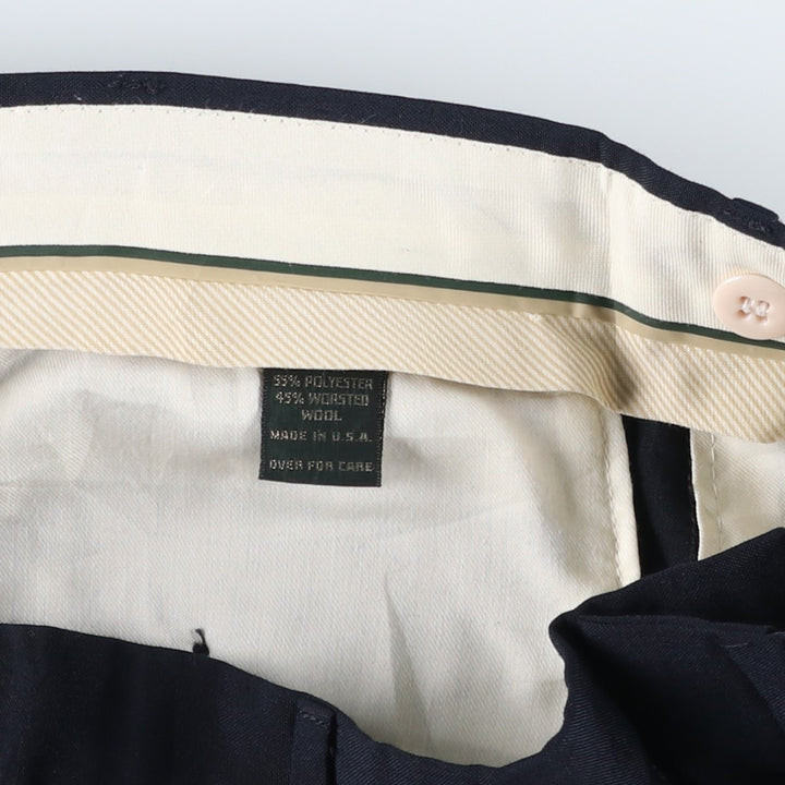 ~90'S Neil Martin Two-Pleat Polyester x Wool Trousers, Made in USA, Men's W33 (approx.) polyester navy blue type Vintage Second Hand