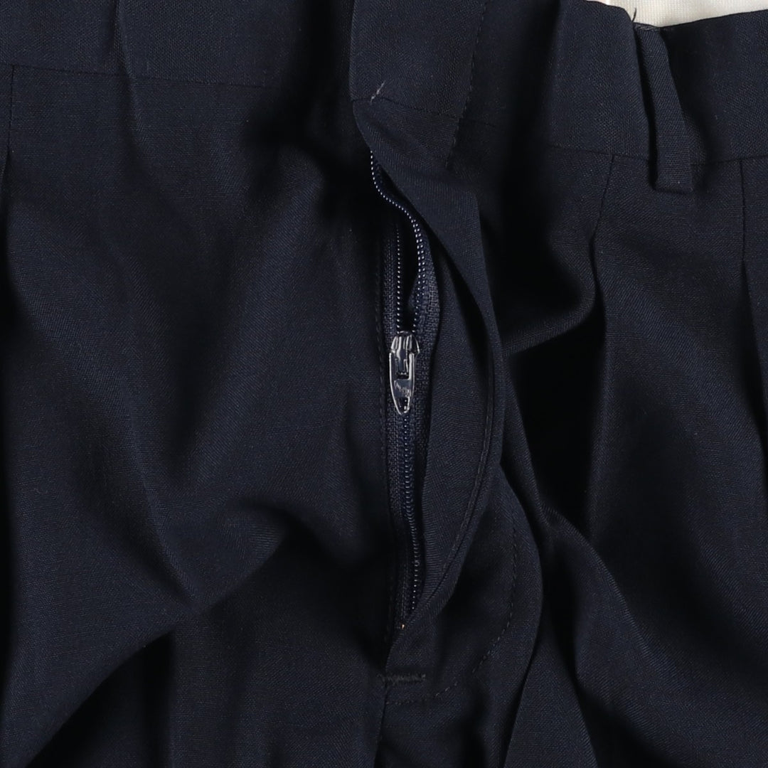 ~90'S Neil Martin Two-Pleat Polyester x Wool Trousers, Made in USA, Men's W33 (approx.) polyester navy blue type Vintage Second Hand