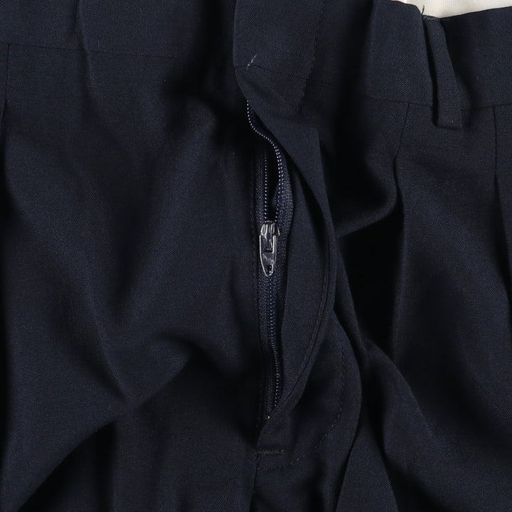 ~90'S Neil Martin Two-Pleat Polyester x Wool Trousers, Made in USA, Men's W33 (approx.) polyester navy blue type Vintage Second Hand