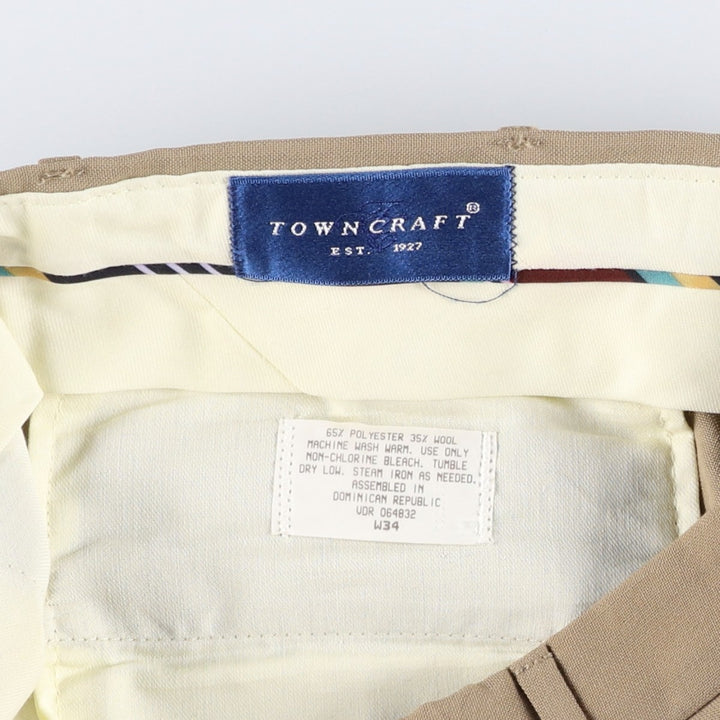 Vintage 80s-90'S TOWNCRAFT wide-leg slacks, men's size 34 (approx.) polyester Beige type Vintage Second Hand