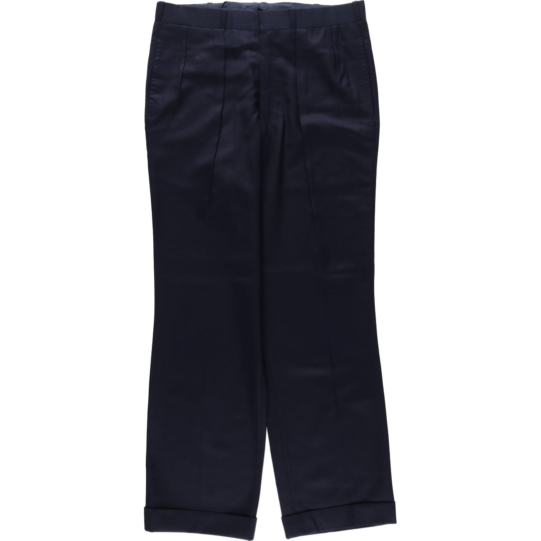 Two-pleat slacks pants for men, size W33 unclear navy blue type Vintage Second Hand