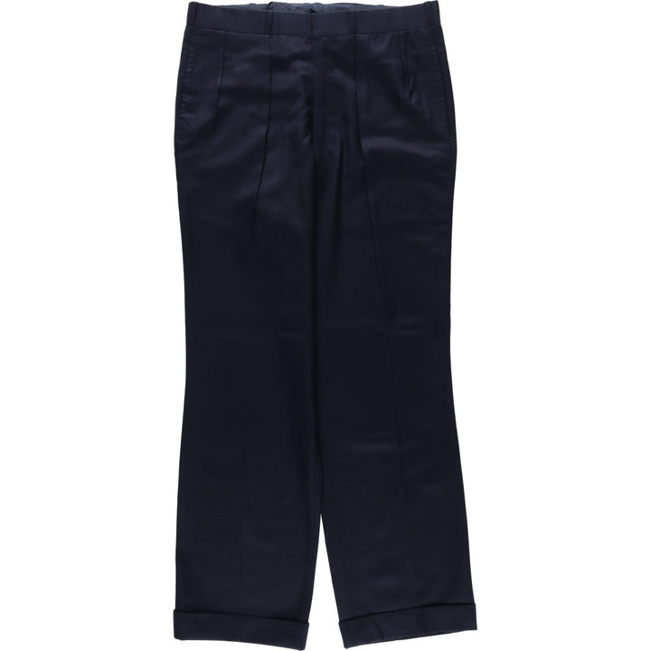Two-pleat slacks pants for men, size W33 unclear navy blue type Vintage Second Hand