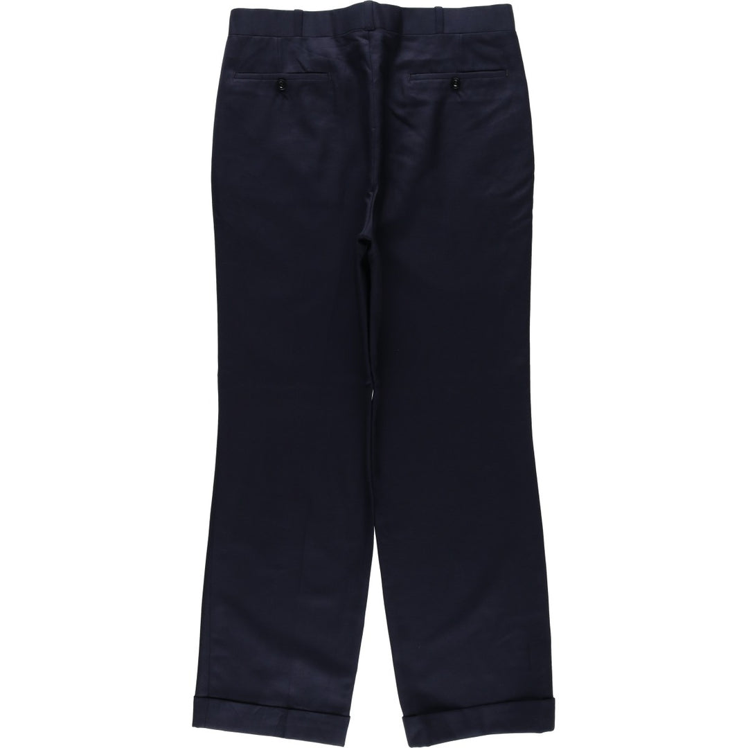 Two-pleat slacks pants for men, size W33 unclear navy blue type Vintage Second Hand