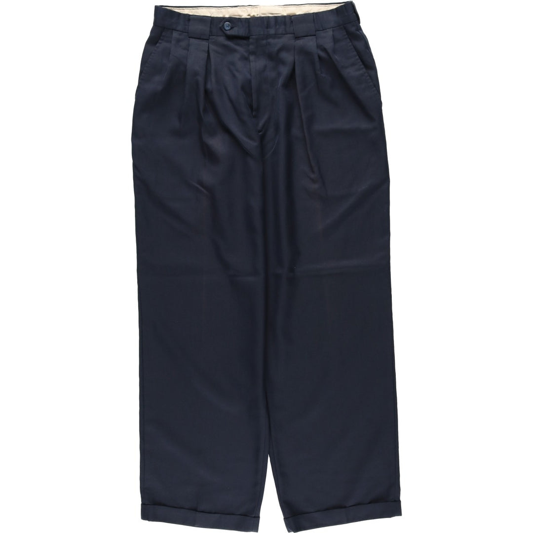 Berle Three-Pleat Slacks Pants, Made in USA, Men's Size W31 (approx.) unclear navy blue type Vintage Second Hand