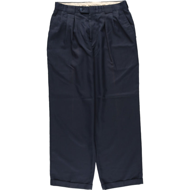 Berle Three-Pleat Slacks Pants, Made in USA, Men's Size W31 (approx.) unclear navy blue type Vintage Second Hand