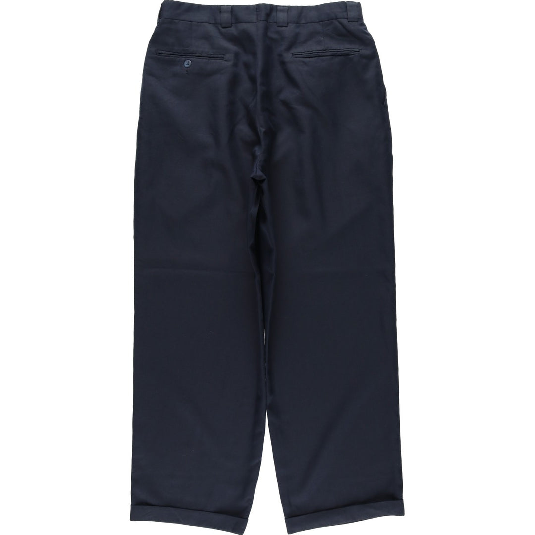 Berle Three-Pleat Slacks Pants, Made in USA, Men's Size W31 (approx.) unclear navy blue type Vintage Second Hand