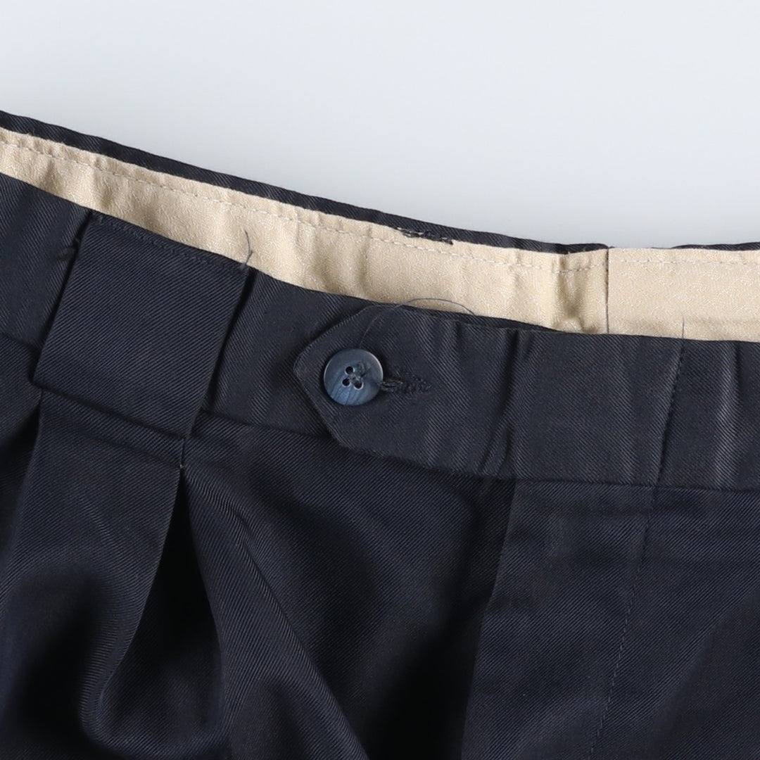 Berle Three-Pleat Slacks Pants, Made in USA, Men's Size W31 (approx.) unclear navy blue type Vintage Second Hand
